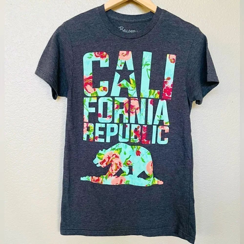California Republic Floral Gray Tee Bowery Supply Co. S